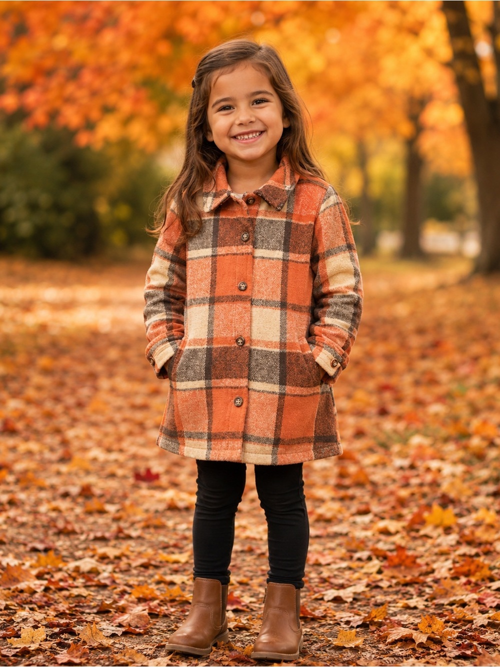 Plaid Kids Jacket in Orange and Brown